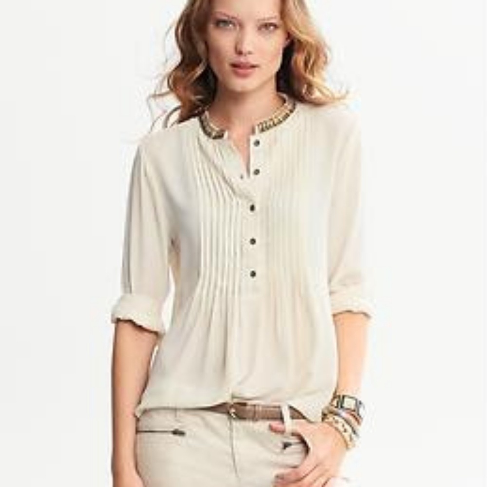 Banana Republic | Cream Blouse with Copper Detail